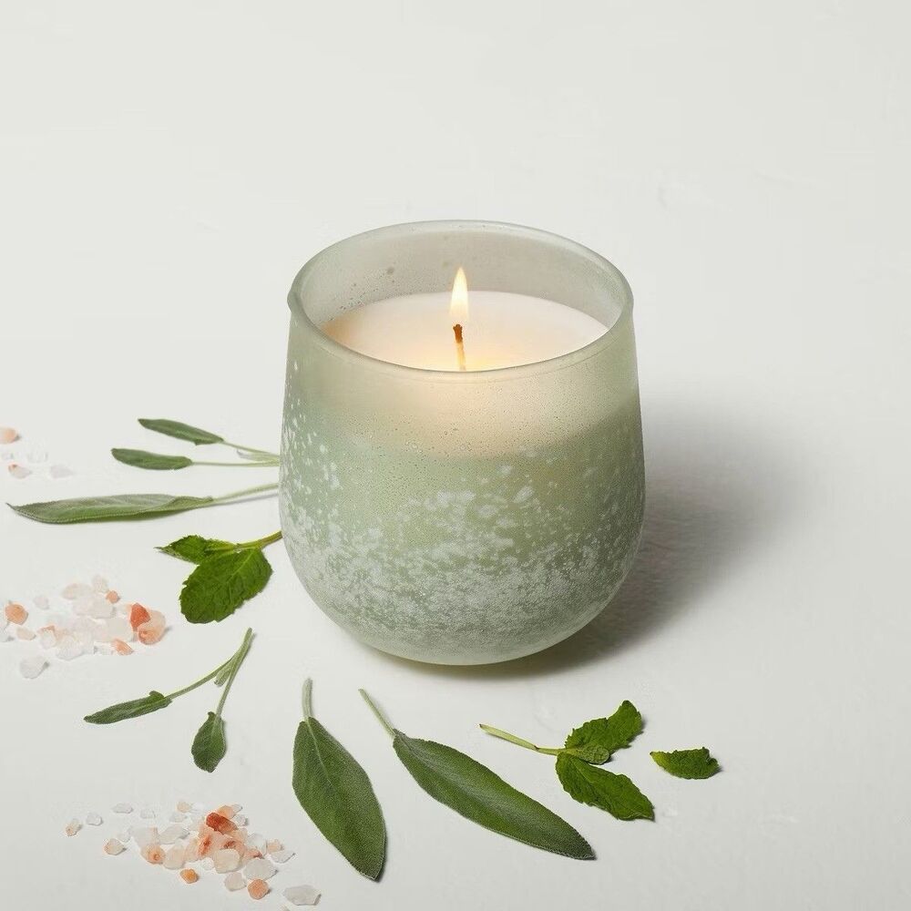 Casaluna Serenity Salted Glass Jar Candle Green 12oz Soy Coconut 50 Hour
